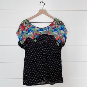 Anthropologie Odille Floral Polka Dot Top